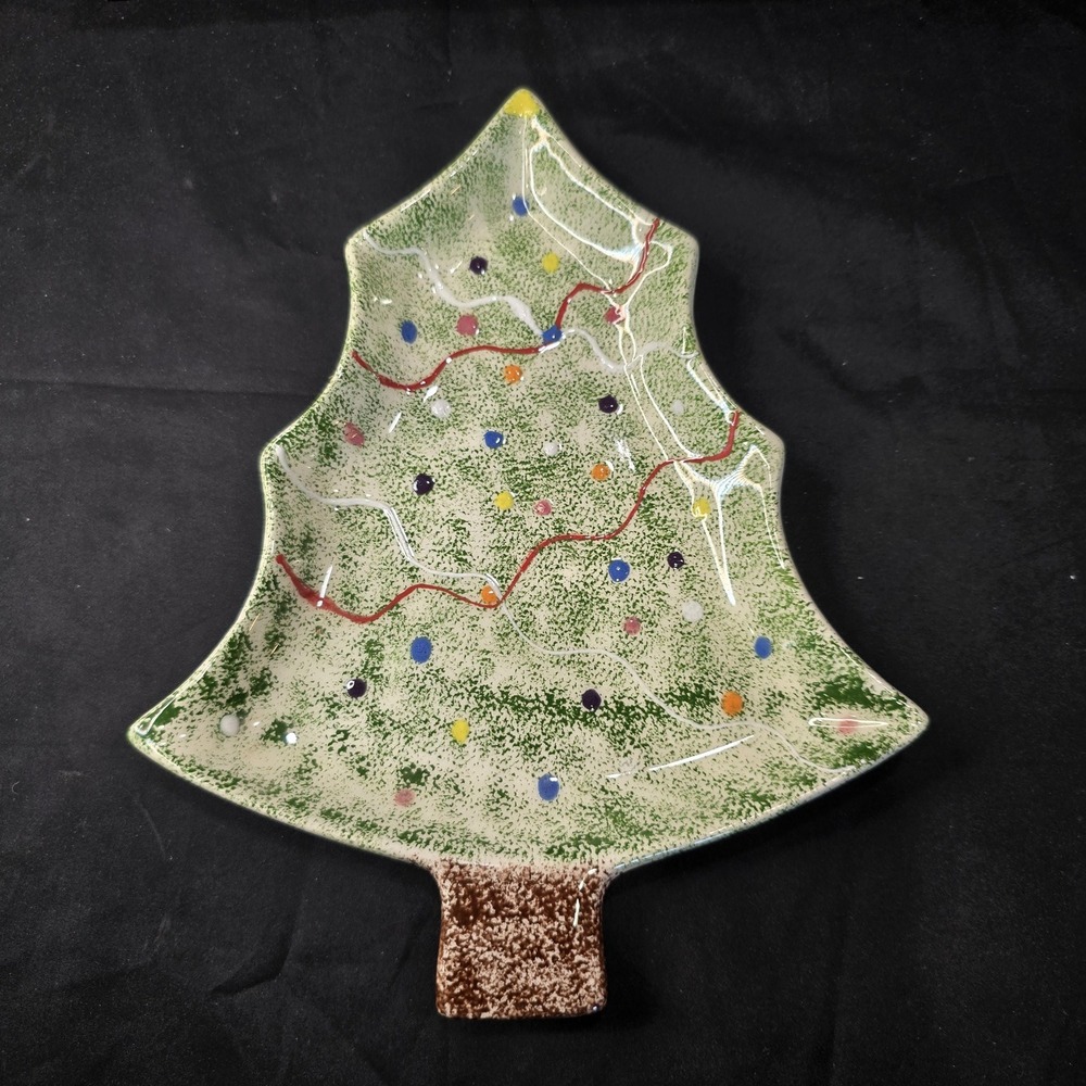 Handmade ceramic Christmas tree shaped candy dish‎ or serving tray
